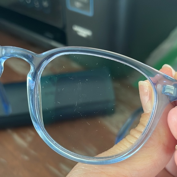 Warby Parker Percey Jr blue clear eyeglasses with logo black case - Picture 12 of 13